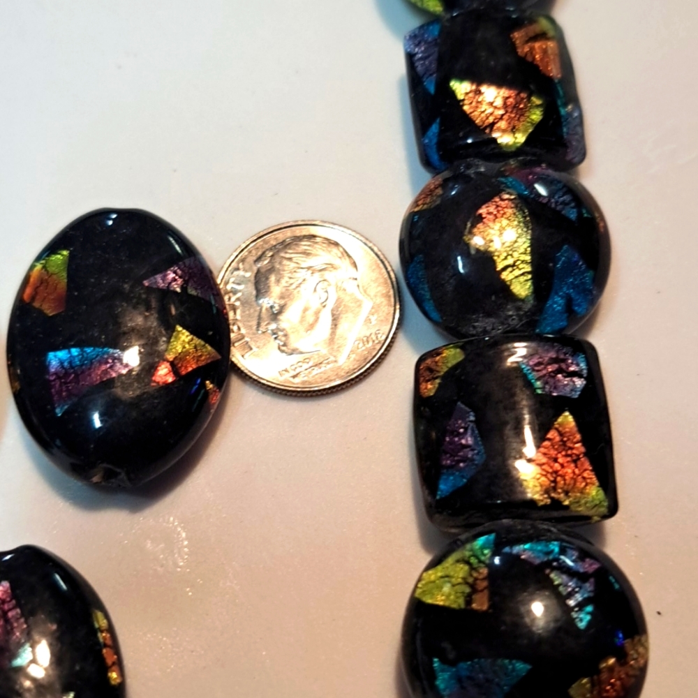 Vintage hand painted light reflecting beads for jewelry making
